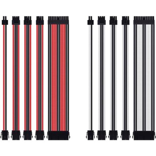 18AWG AT X/PCI-E Extension Sleeved Cable Kit ATX24Pin/EPS 4+4Pin/PCI-E 8Pin/PCI-E 6Pin/EPS 4Pin Female to Male PSU Power