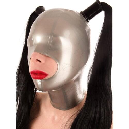 Latex Mask Rubber Unisex Hood with Ponytail Hole Club Wear Cosplay bdsm bondage bdsm sex bdsm mask bdsm mask bdsm hood