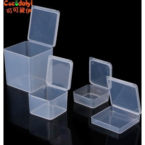 Small Square Clear Plastic Jewelry Storage Boxes Beads Crafts Case Containers