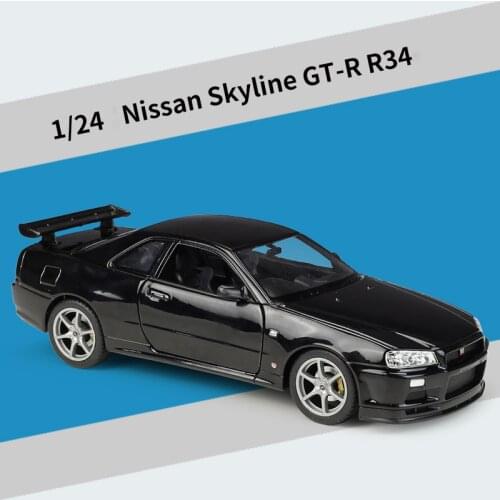 1:24 Nissan Skyline Ares GTR R34 Diecasts & Toy Vehicles Metal Toy Car Model High Simulation Pull Back Collection Kids Toys