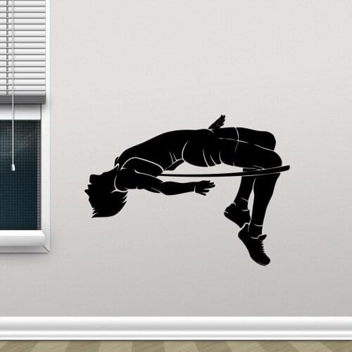 High Jump Wall Decal Jumper Silhouette Sport Gym Jumping Wall Vinyl Sticker Room Decor Mural Boy Bedroom Decoration C32