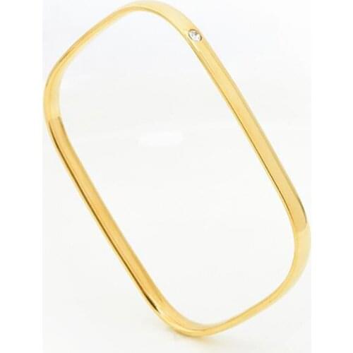 Stainless Steel Gold Geometric Rectangle Cz Stone Bracelet Bangle Jewelry Gift For Women