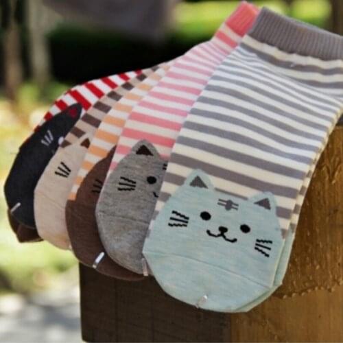 Women Fun Cotton Socks Fashion New All Season Cartoon Cat Pattern Series Ladies Trend Harajuku Personality Casual Cute