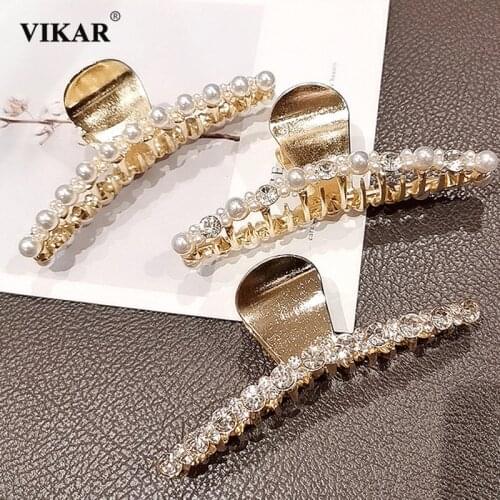 New Women Elegant Rhinestone Pearl Hair Claws Clips For Girls Luxury Shiny Hairpin Hairgrips Fashion Hair Accessories Headdress