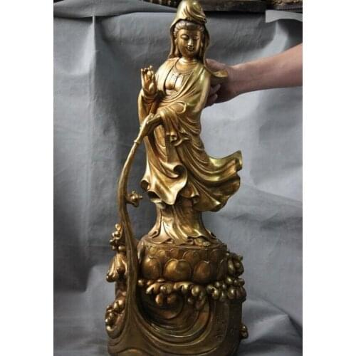 Song voge gem S1412 Chinese Buddhism Temple Dripping Guan Yin Kwan-yin Boddhisattva Goddess Statue