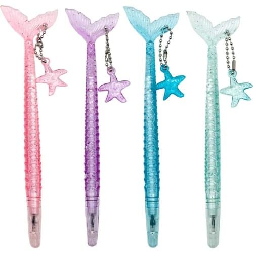 24Pcs Kawaii Crystal Mermaid Gel Pens Glitter Cute Stationery Store Black Blue Funny Rollerball Ballpoint School Roller Kit 2021