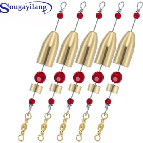 Sougayilang Fishing Carolina Ready Rig Brass Fishing Swivel Ring Connector Fishing Gear Tackle Tools