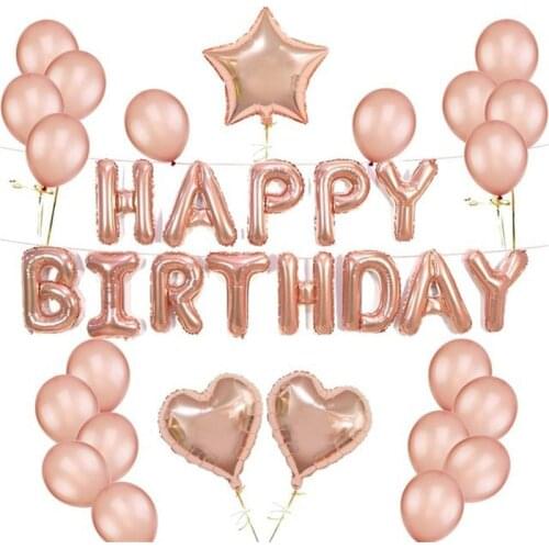 Rose Gold Balloon Combination Baby Party Decorations Set Childrens Birthday Shower Kids Day Gift