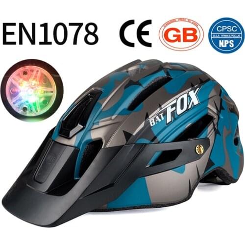 KINGBIKE/BAT FOX Mountain Bike Helmet Women Men Adults Bicycle Helmets With Rear Warning Lights Cycling Accessories