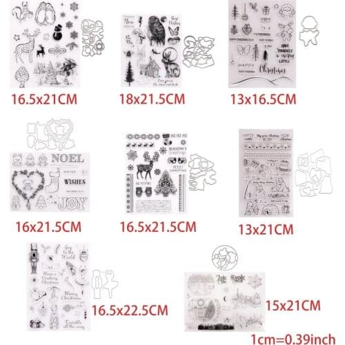 Christmas New Year Seal Stamp with Cutting Dies Stencil DIY Scrapbooking Embossing Photo Album Decor Paper Card E56C