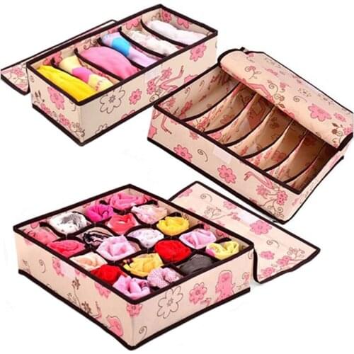 Three-piece Underwear Storage Box Closet Wardrobe With Lid Tie Underwear Storage Box Bra Scarf Socks Finishing Box