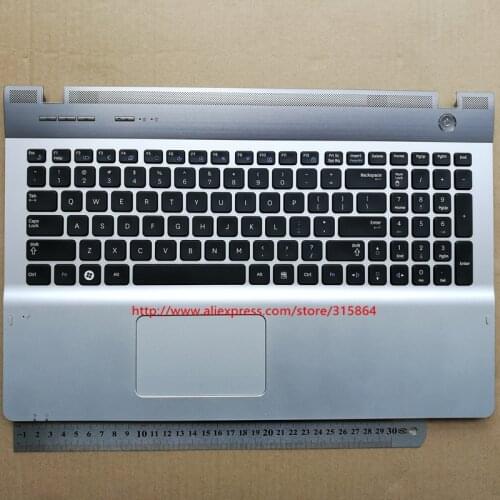 US New laptop keyboard with touchpad palmrest for samsung QX511 BA75-02971A English