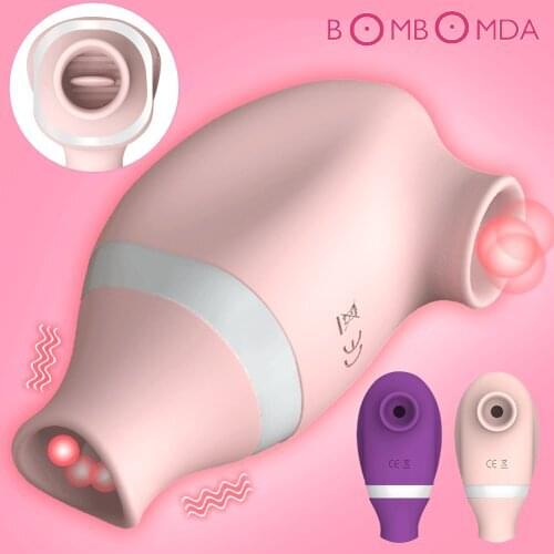 Clitoris Tongue Vibrator Stimulator Masturbator Nipple Sucker Vibrator Breast Enlarger 7 Frequency Waterproof USB Charge Sex Toy