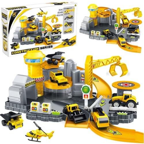 Rotate The Tracking Bounce Car Diy Tracks Parking Lot For Children Assembly Car Track Toys For Boys Childrens Educational Gifts