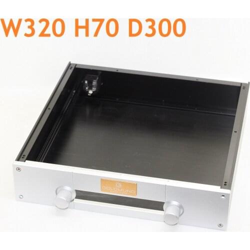 Front Window DAC Decoder Chassis Power Amplifier Supply Case Headphone Home Audio Enclosure DIY PSU Box W320 H70 D308