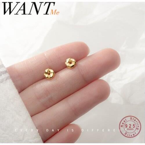 WANTME Real 100% 925 Sterling Silver Korean Minimalism Rotating Round Flower Mini Stud Earrings for Women Birthday Jewelry Gift