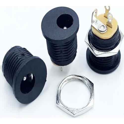 10pcs DC022 5.5-2.1/2.5mm DC Power Jack Socket Female Panel Mount Connector Adapter 5.5MM Inner Dia