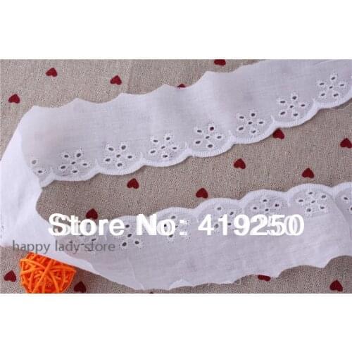 150Yard 100% Cotton Lace White Cotton Ruffle Eyelet Lace 4cm Crafts/Costume/Larp/Sewing wholesale
