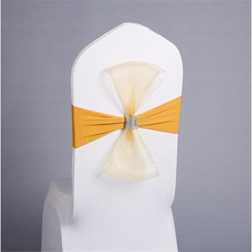 2018 New product 100pcs spandex & organza chair sash Chair Band For Wedding Banquet Party Decoration Free Shipping Marious