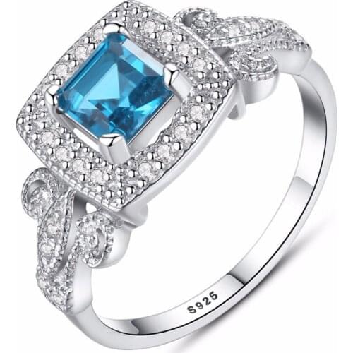 2018 Luxurious100% 925 Sterling Silver Ring For Women London Blue High Quality Zirconia Ring Gift Fine Jewels Wholesale