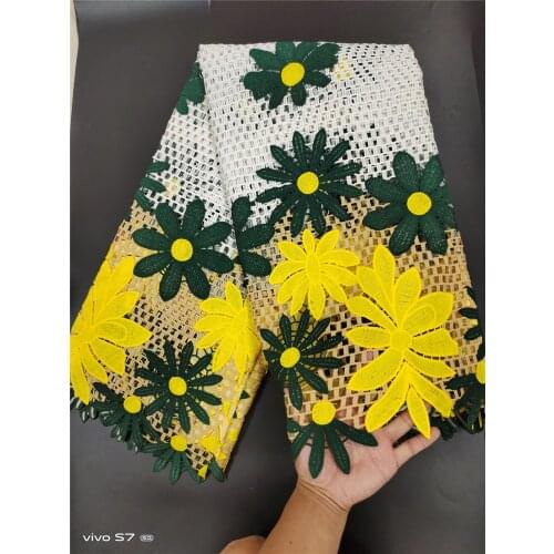 2021High Quality African Nigerian Lace Fabric For Sewing Embroidery Swiss French Tulle Cotton 5yards Wedding Party Dress Guipure