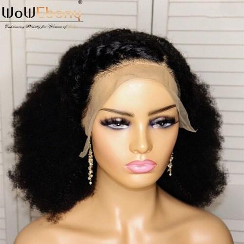 Afro kinky curly wigs 250 density full glueless deep lace part wig remy 13x1 lace part wig for black women pre plucked afro wig
