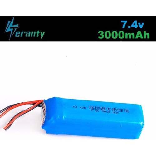 Upgrade 3000mAh 7.4V Rechargeable Lipo Battery for Frsky Taranis X9D Plus Transmitter 2S 7.4V Lipo Battery Toy Accessories 1pcs