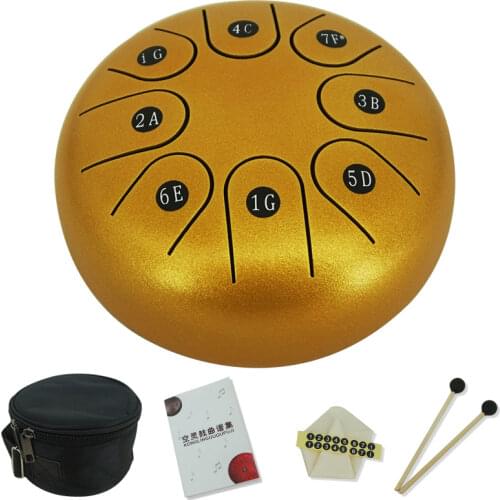 Colour Steel Tongue Drum 8 Tune 6 Inch 8 Inch Handpan Percussion Tank Drum Kit With Note Stickers Free Sticks Gig Bag SongBook