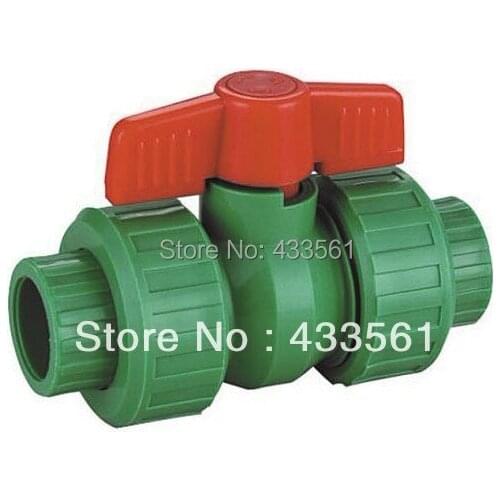Free shipping Color Green Enviroment Friendly PPR ball valve parts in Size DN20 with Two Unions Irrigating pipes components