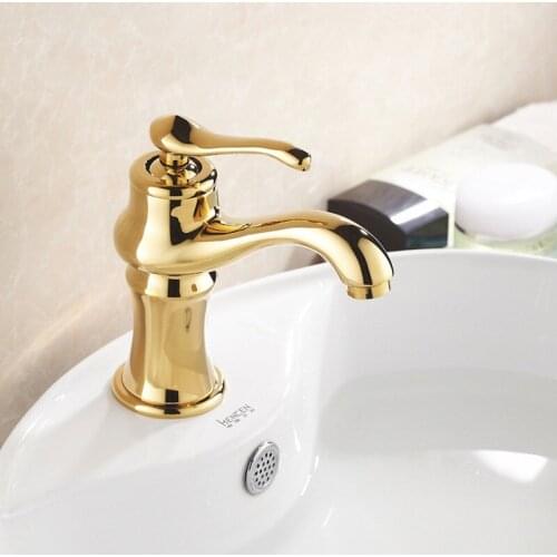 Free Shipping New product golden bathroom basin faucet from DONA SANITARY WARE deck mounted brass gold basin sink faucet