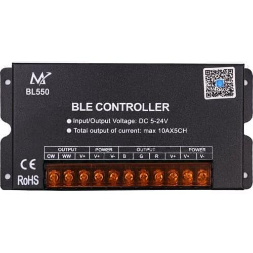 DC5-24V RGB CCT LED Strip Bluetooth Controller 50A 10Ax5CH Phone App Bluetooth Control Dimmer for RGB RGBW RGBWW LED Strip BL550