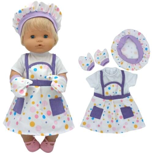 Baby Doll Clothes Dress Gloves Chef Hat Fit 40 Cm Nenuco Clothing Ropa Y Su Hermanita Children Girl Gift