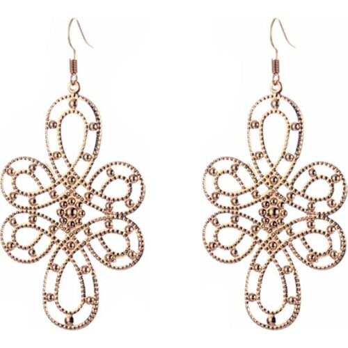 Elegant Golden Slice Flower Drop Earrings Geometric Alloy Fashion Shining Jewelry for Women
