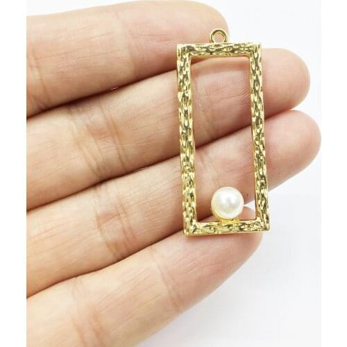 Eruifa 10pcs 16*36mm Nice Pearl Zinc Alloy Charms Pendant necklace,earring jewelry DIY handmade Gold