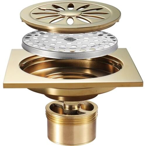 Factory floor drain copper champagne gold deodorant floor drain bathroom roof floor drain HIDL035-5