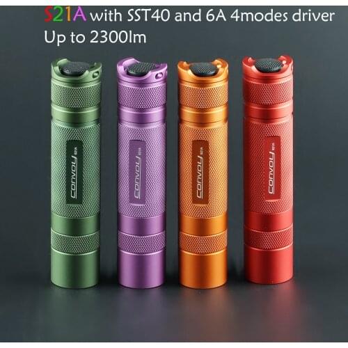 Torch Flashlight Convoy S21A with SST40 Led Linterna 21700 High Powerful Flash Light Green Purple Orange Red Black Grey Latarka
