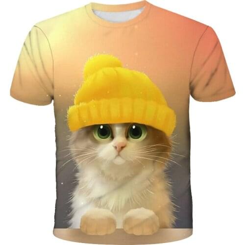 Summer Cat Tshirt Unisex Superior Quality Cats 3D Print Animal Summer Short Sleeve T-Shirts Tops Streetwear Vintage Pullover