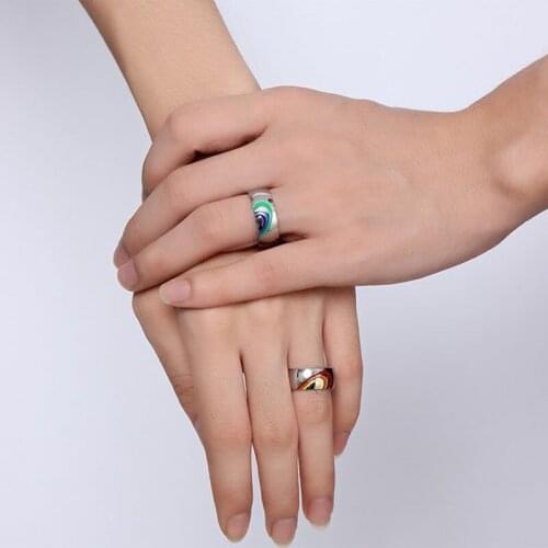 GorGor Originality Statement Minimalist Titanium Steel Rainbow Creative Exquisite Rings for Couple Simple Jewelry Gift PR-022