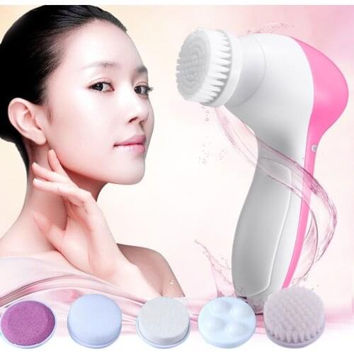Beauty Silicone Facial Brush 5 in 1 Face Multifunctional Electric Cleansing instrument Cleaner Face Massage Skin Care Brush