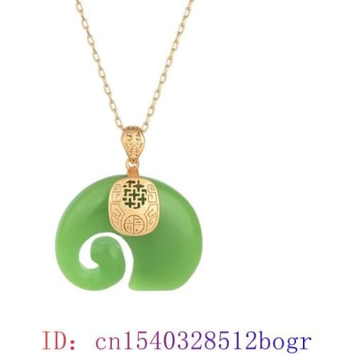 Green Jade Elephant Pendant Women Necklace Fashion Gemstone Jewelry Amulet Gifts Natural Zircon Crystal Chalcedony 925 Silver