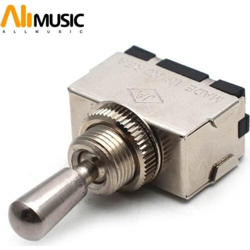 Metal Sealed Electric Guitar 3 Way Box Toggle Switch for Les Paul with Brass Tip Gold/Chrome