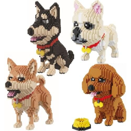 Lovely pets nanobrick animal puppy micro diamond block Shiba Inu doge HUSKY Poodle Bulldog dogs build brick educational toy