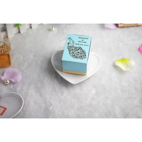 Cute hot wedding favor blue peacock wedding decoration box candy box souvenir gift box for sale
