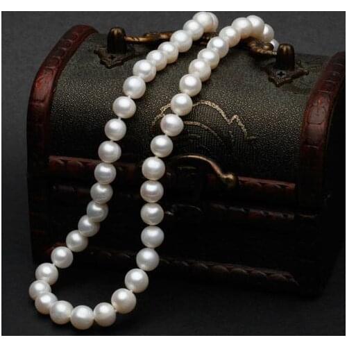 New Arrival Favorite Pearl Jewelry Women AAA 8-9MM White Freshwater Pearl Wedding Bridal Lady Necklace Handmade Lady Gift