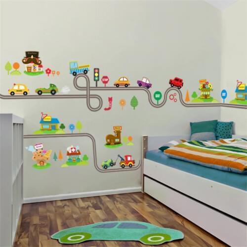 New Highway Track Wall Stickers For Kids Baby Nursery Sticker Childrens Play Room Bedroom Decor Wall Art Decals