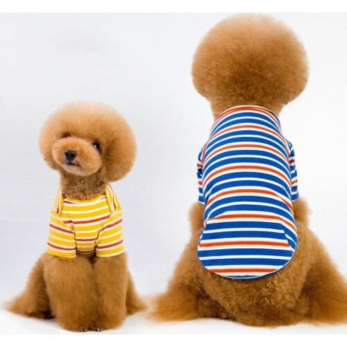 Spring Summer Dog Clothes for Small Medium Dogs Cats Cotton Rainbow Striped Pet Puppy Chihuahua Clothing Pug Yorkshire T-Shirt