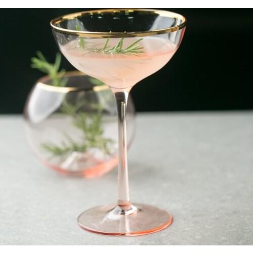Outline in gold crystal glass Cocktail goblet champagne glasses Dessert drinking cup wine glass home drinkware glass cups pink