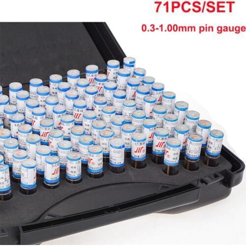 71pcs/set 0.3-1.00mm Precision Steel Pin Gauge 0.3-1 step 0.01mm Smooth Plug Gauge Hole Gauge set pin Measuring Tool with box