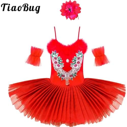 Professional Ballerina Ballet Tutu for Child Children Kids Girls Rhinestone Pancake Ballet Dance Costumes Girls Swan Dancewear