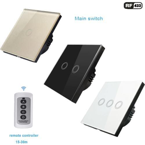 Remote control wall light switch 1 Gang 2 Gang 3 Gang RF433 433MHZ remote wall touch switch EU standard110 -240V